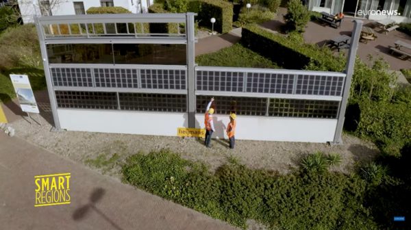 3 types of solar cells are tested on a sound wall